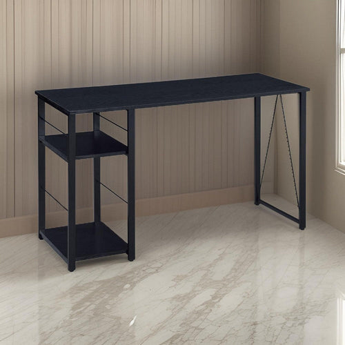 Mira Writing Desk | 2 Tier Shelves | Tubular Legs | Black