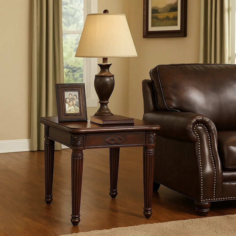 Buy Espresso Brown End Table with Turned Legs | 30 Day Return – Casagear