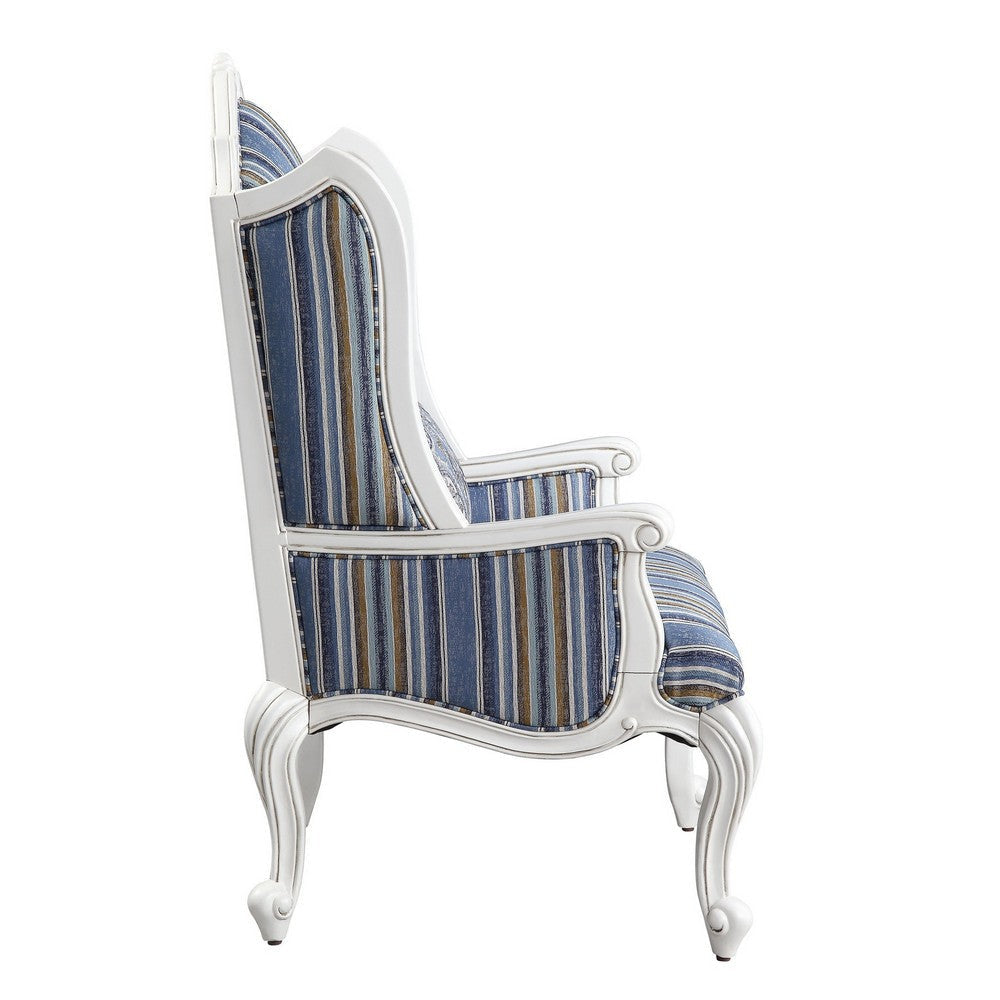 Chair with Wingback and Resin Queen Anne Legs Blue BM250655
