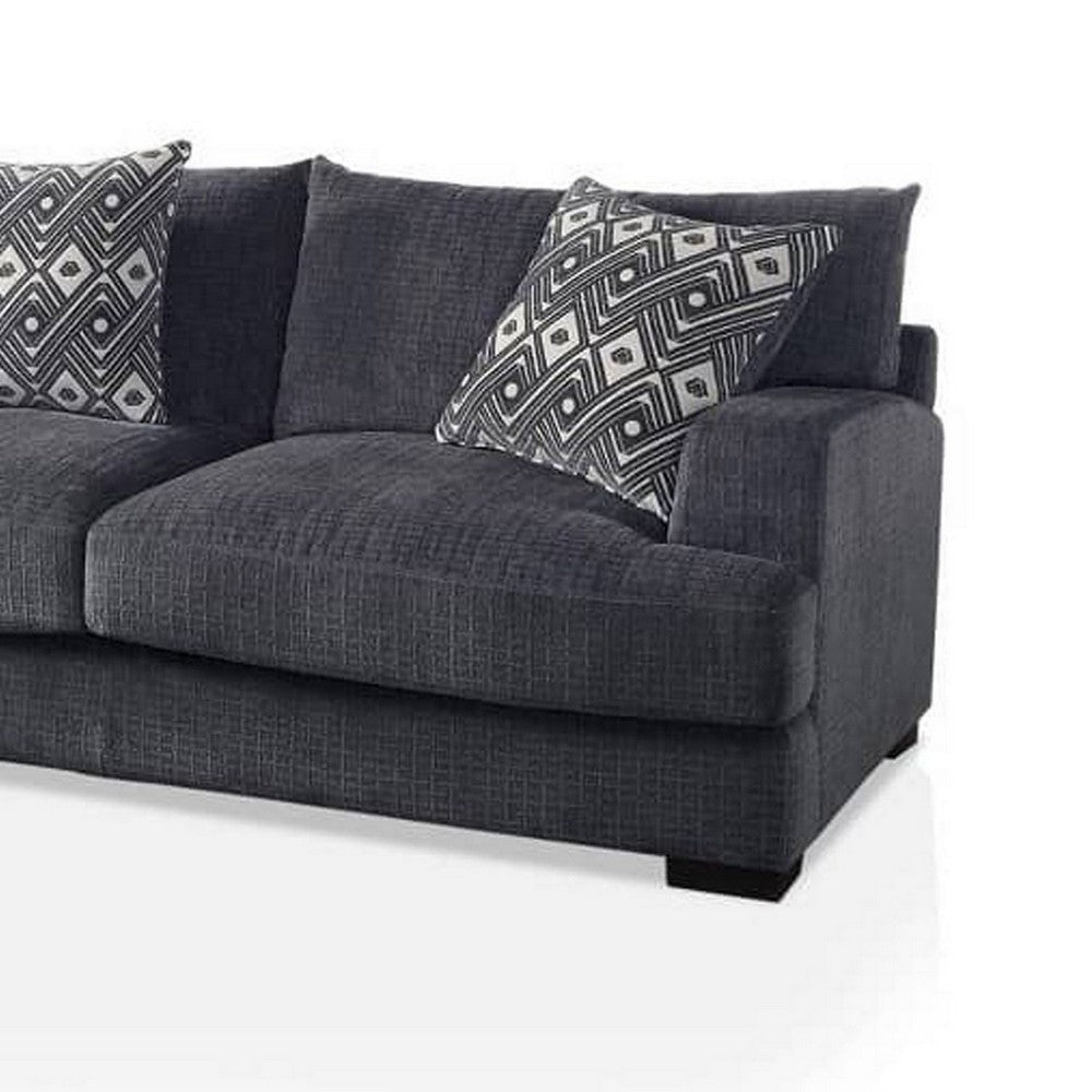 L Shaped Sectional with T Cushioned Seat Gray