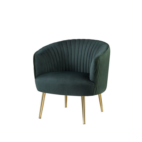 Accent Chair with Channel Stitching and Metal Legs, Green