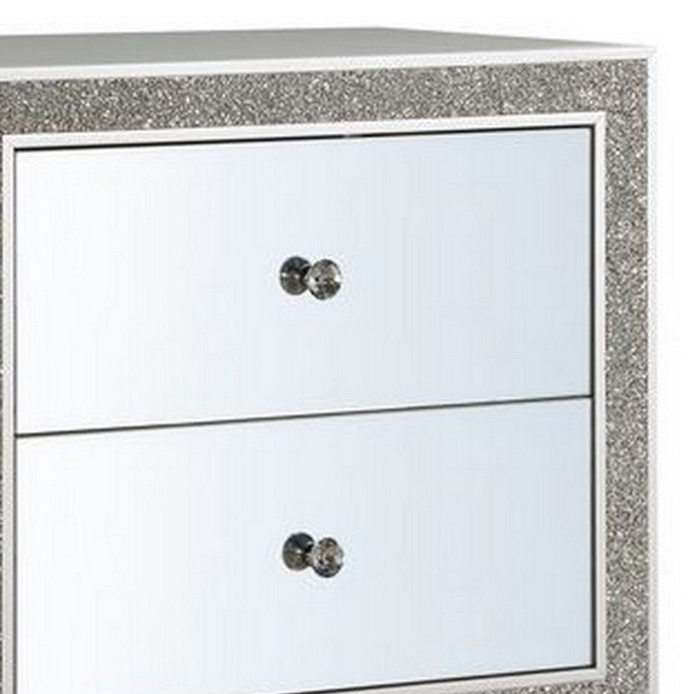 Nightstand with Mirrored Front 2 Drawers Champagne Silver BM251144