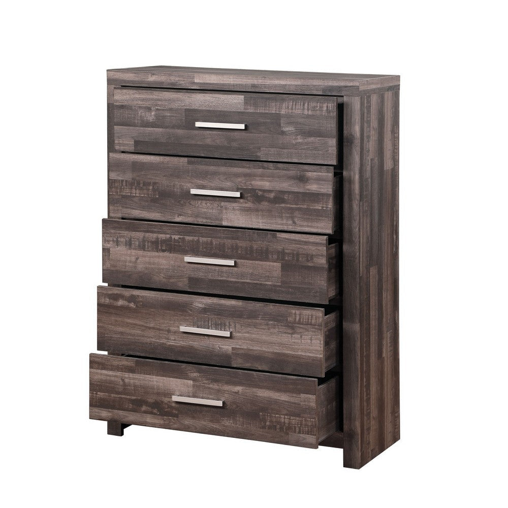 Chest with Rough Hewn Saw Texture and Panel Base Rustic Gray BM251269
