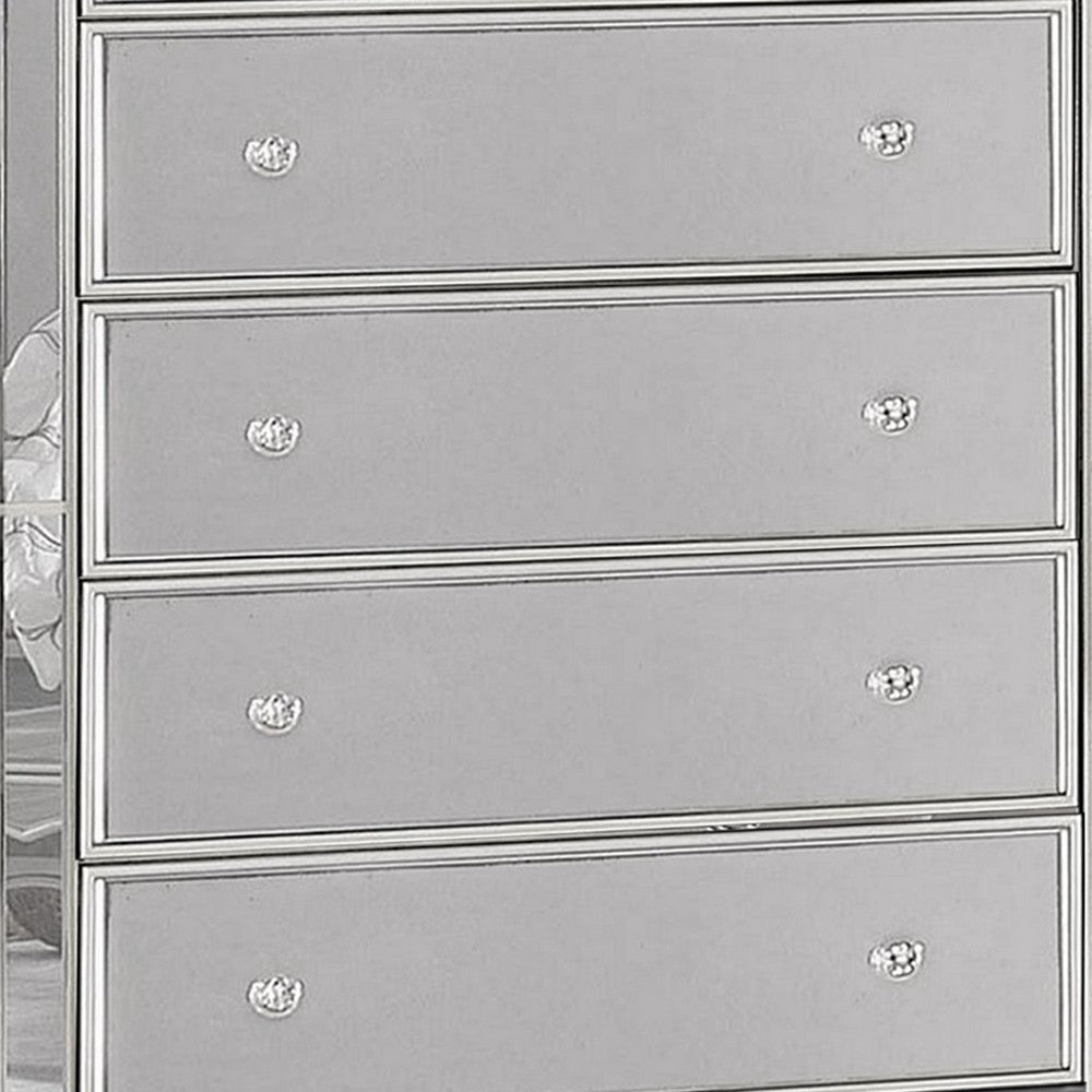 Chest with Crystal Knobs and Mirror Panels Silver BM253004
