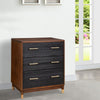 Chest with 3 Drawers and Round Legs, Brown and Black By Casagear Home