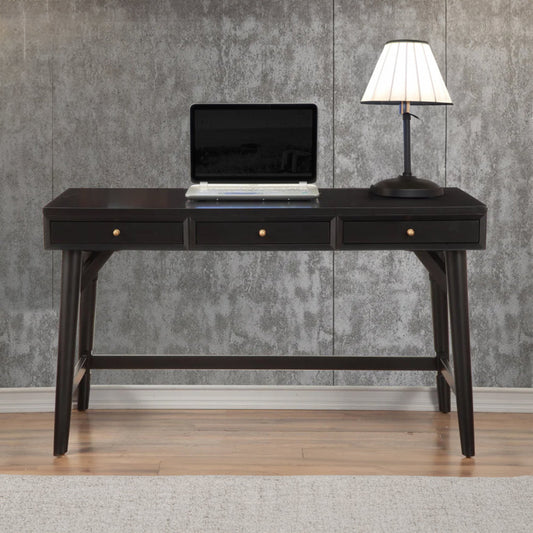 Writing Desk with 3 Drawers and Angled Legs, Black By Casagear Home
