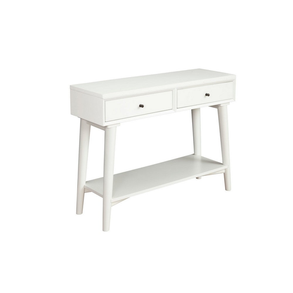 Console Table with 2 Drawers and Angled Legs, White