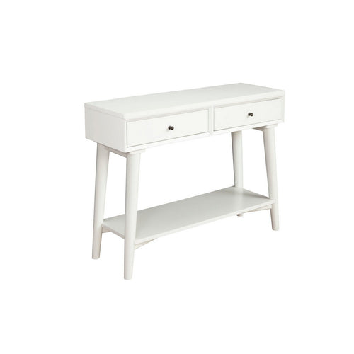 Console Table with 2 Drawers and Angled Legs, White