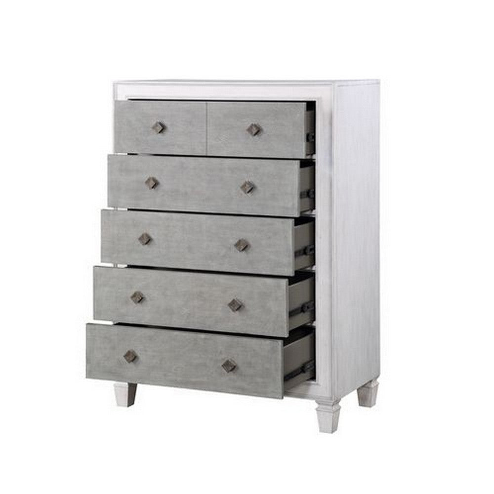 Chest with 5 Drawers and Diamond Pull Gray BM262122