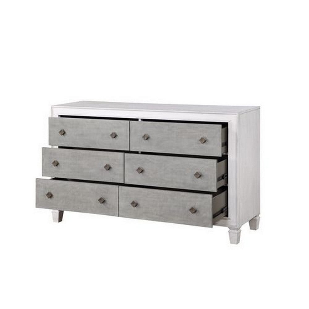 Dresser with 6 Drawers and Diamond Pulls Gray BM262128