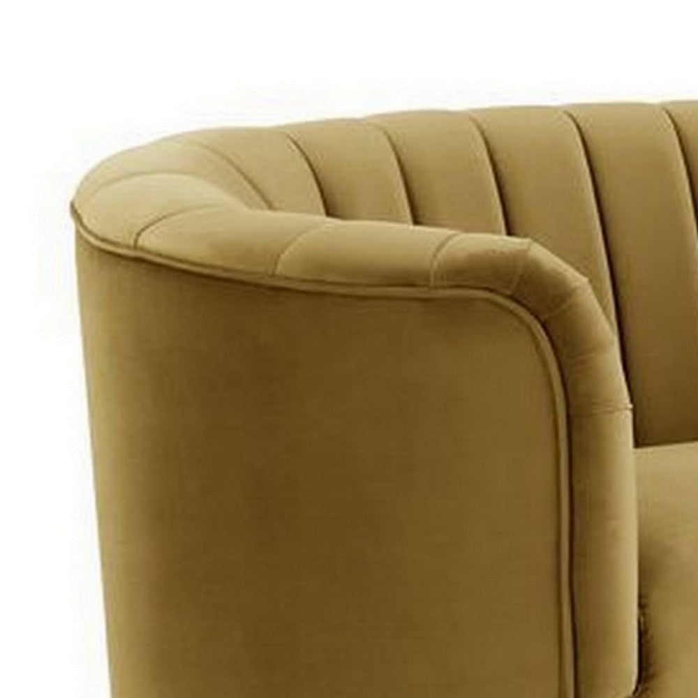 Chair with Vertical Channel Tufting and Curved Design Yellow BM262194