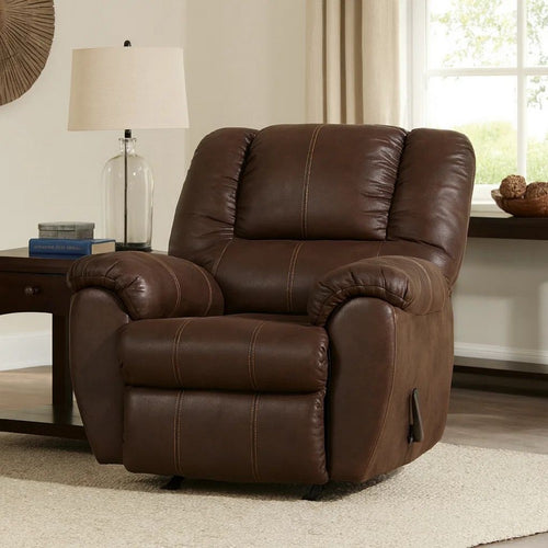 Dorian Rocker Recliner | Fabric Upholstery | Jumbo Stitch | Brown