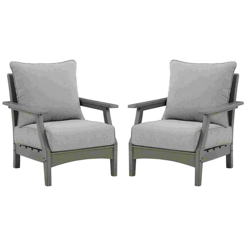 Cora Outdoor Lounge Set | Slatted Back | Cushions | Gray