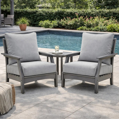 Cora Outdoor Lounge Set | Slatted Back | Cushions | Gray