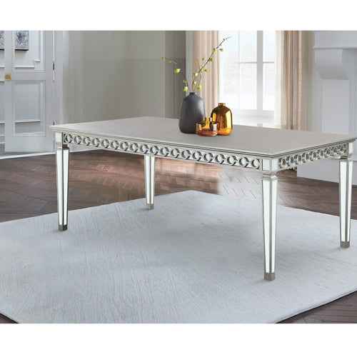 Vivian Dining Table | Leaf Extension | Raised Apron | Silver