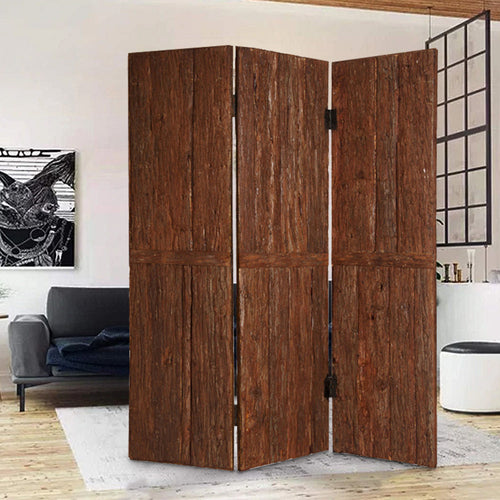 Nova Room Divider | 3 Panel | Foldable | Plank Style | Small | Brown