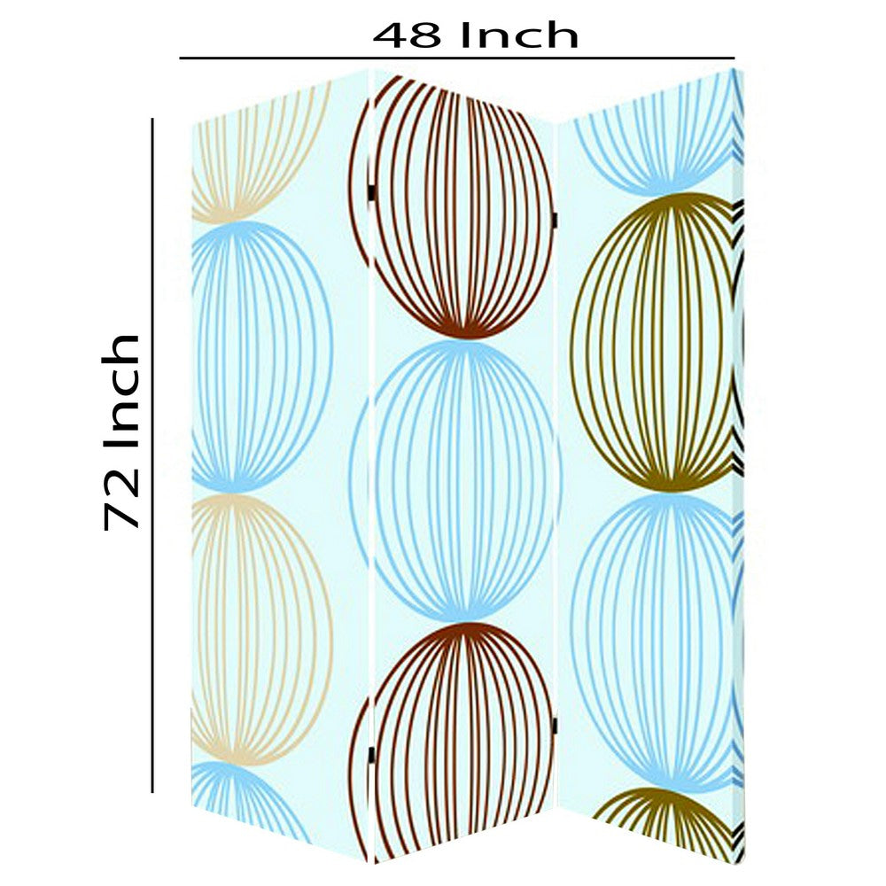 3 Panel Canvas Made Foldable Screen with Sphere Print Multicolor BM26518