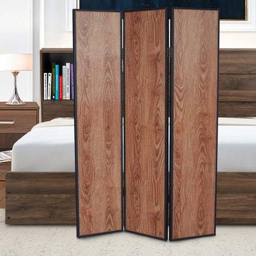 Nova Room Divider | 3 Panel | Foldable | Grain Details | Brown