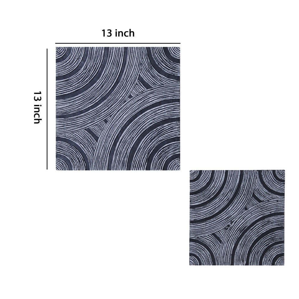 Square Sandstone Wall Decor with Lined Circular Design Small Gray BM26631