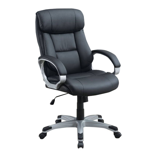 Office Chair with Top Padded Back and Curved Arms, Black By Casagear Home
