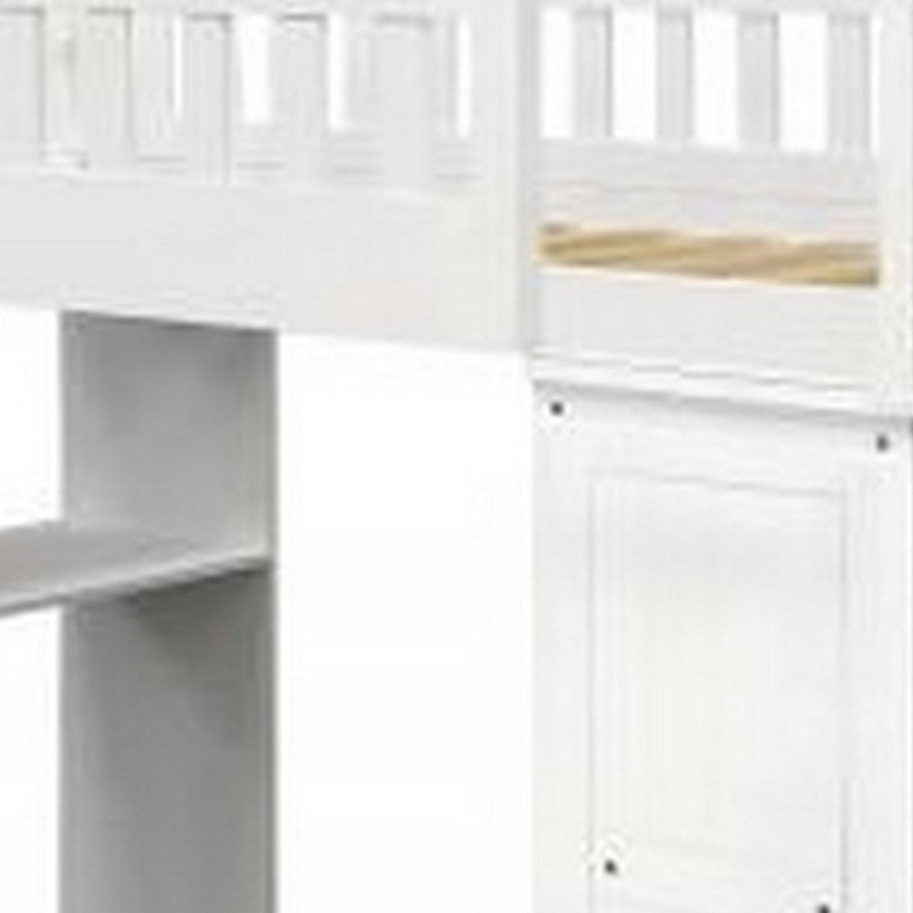 Twin Loft bed with 8 Drawers and 1 Desk White BM266513
