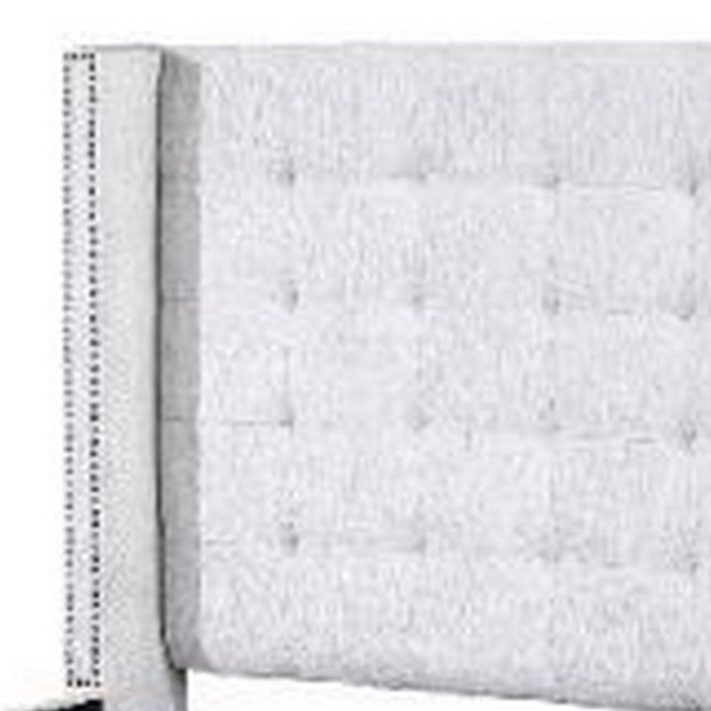 Eastern King Bed with Fabric Upholstery and Tufting Beige BM266524