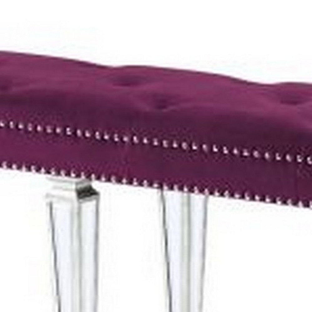 Accent Bench with Tufted Velvet Seat and Mirrored Legs Purple BM268895