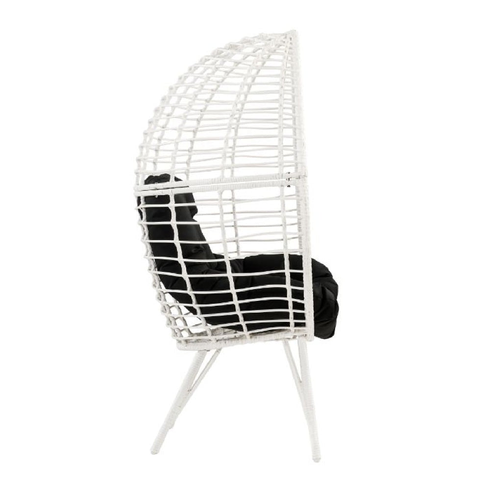 Wicker Patio Lounge Chair with Angled Metal Legs White By Casagear Home BM269036