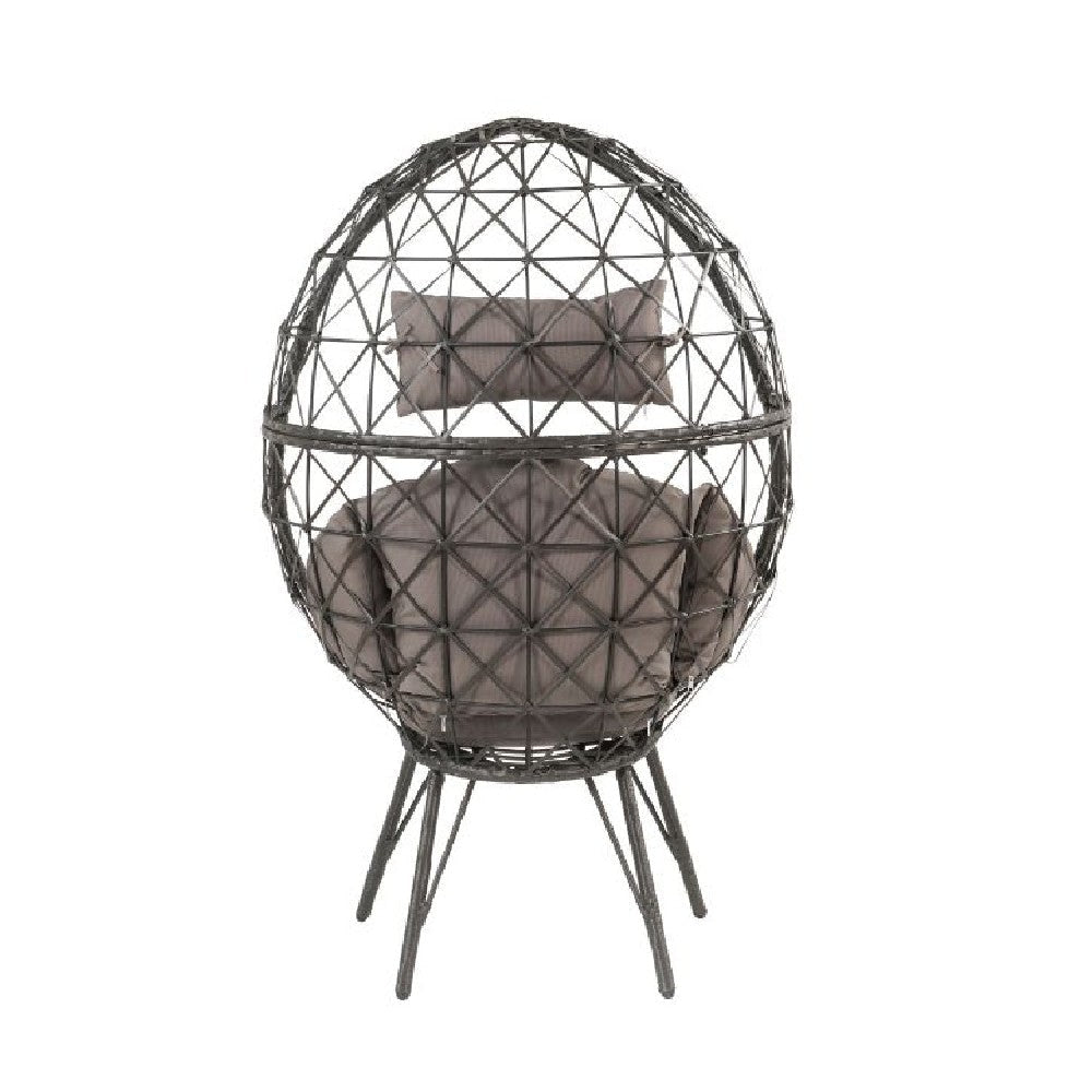 Patio Lounge Chair with Wicker Geometric Pattern Black BM269037