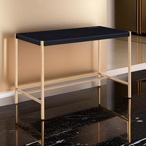Nova Writing Desk | USB Dock | Metal Legs | Black & Rose Gold