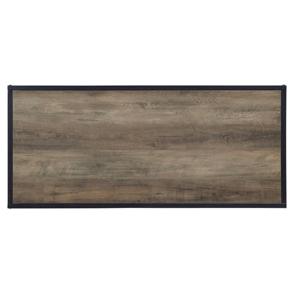 Coffee Table with 1 Open Shelf and Tubular Frame Oak Brown BM269085