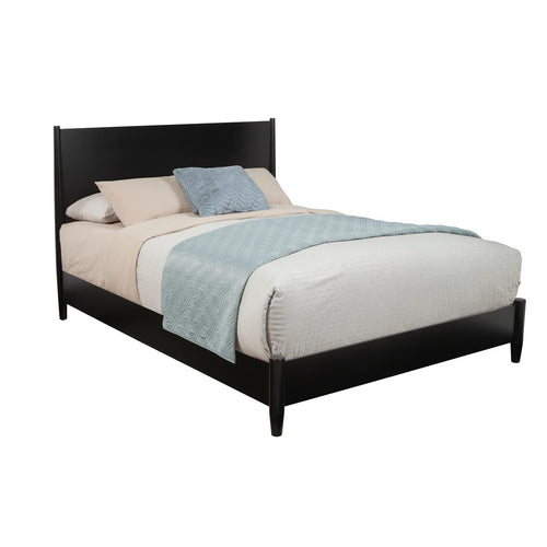 Queen Platform Bed with Panel Headboard, Black