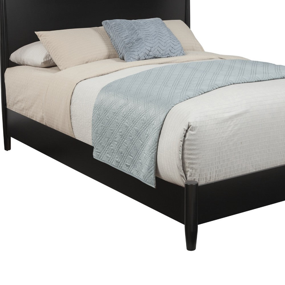 California King Platform Bed with Panel Headboard, Black
