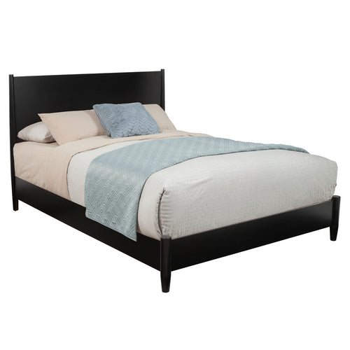 King Platform Bed with Panel Headboard, Black