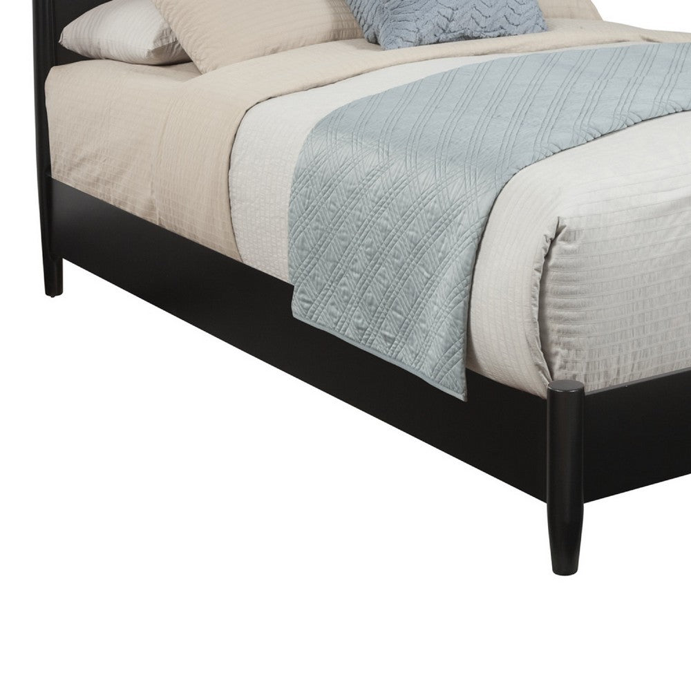 King Platform Bed with Panel Headboard, Black