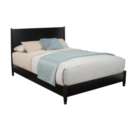 Full Platform Bed with Panel Headboard, Black