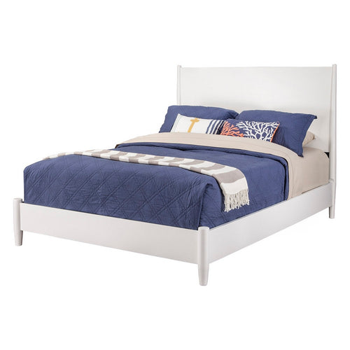 Full Platform Bed with Panel Headboard, White