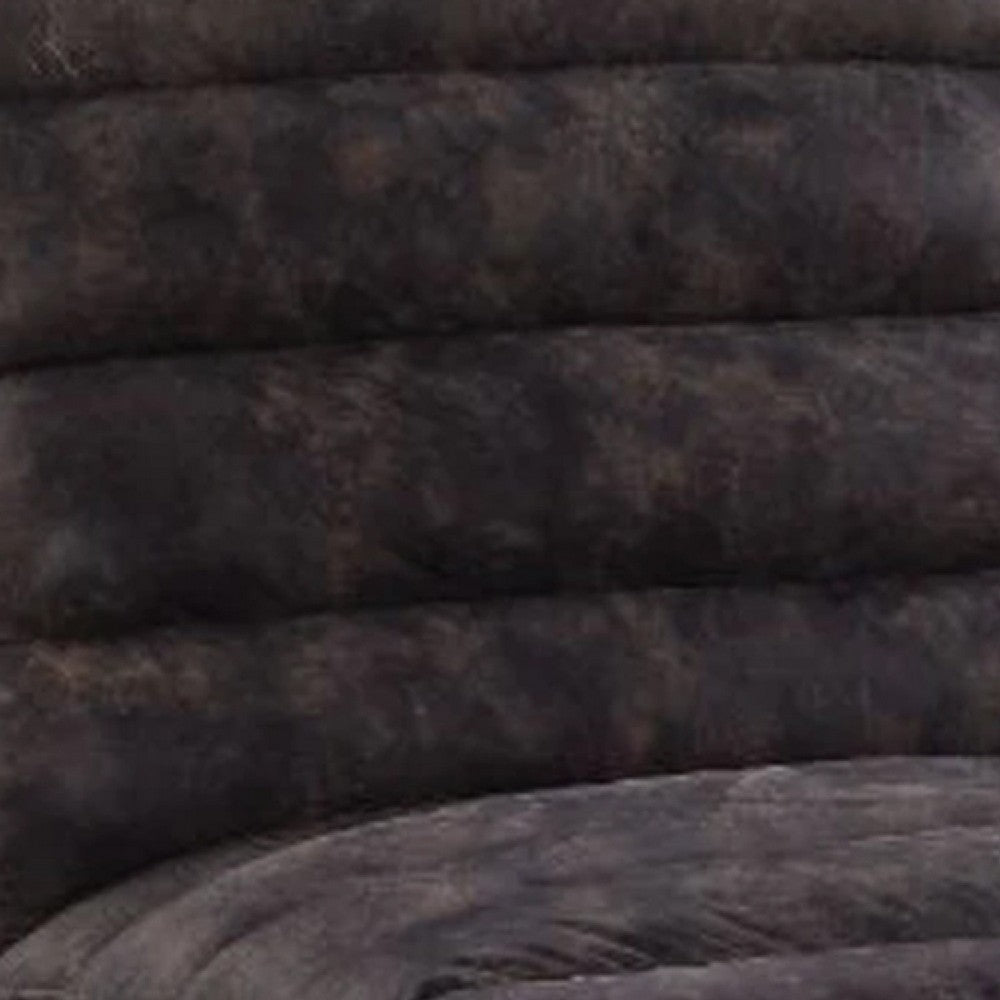 Power Recliner with Leather Upholstery and Vertical Tufting Gray BM269203