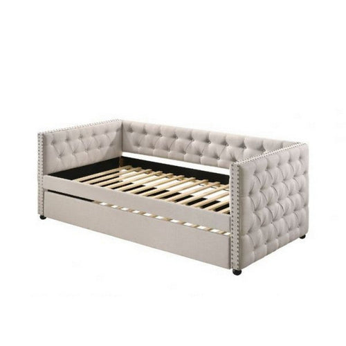 Jolene Twin Daybed | Chesterfield Style | Trundle | Beige