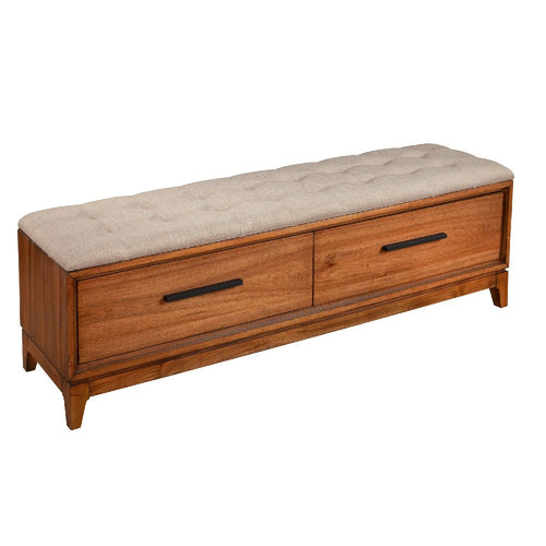 Preston Bench | Fabric Seat | 2 Drawers | Brown