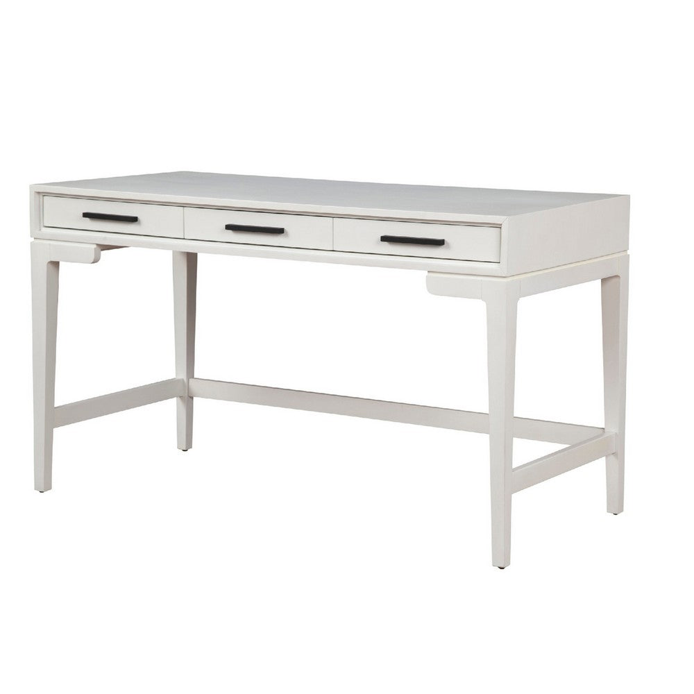 Writing Desk with 3 Drawers and Wooden Frame, Off White