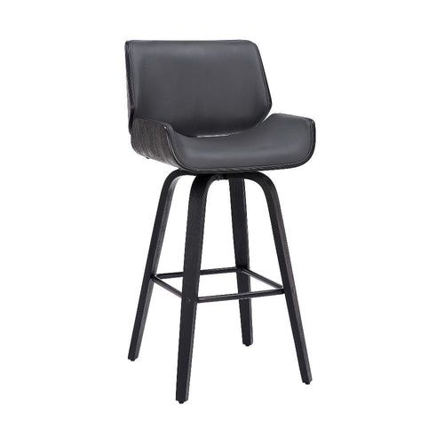 Preston Barstool | 30" | Curved Padded Back & Seat | Gray