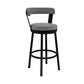 Swivel Counter Barstool with Curved Open Back and Metal Legs, Light Gray By Casagear Home