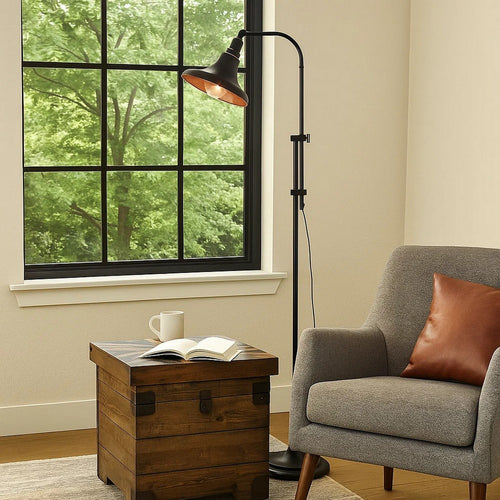 Preston Floor Lamp | 47" | Adjustable | Tapered Shade | Black
