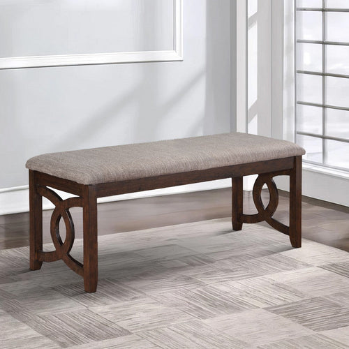 Gary Bench | 46" | Fabric Seat | Cherry Brown Wood