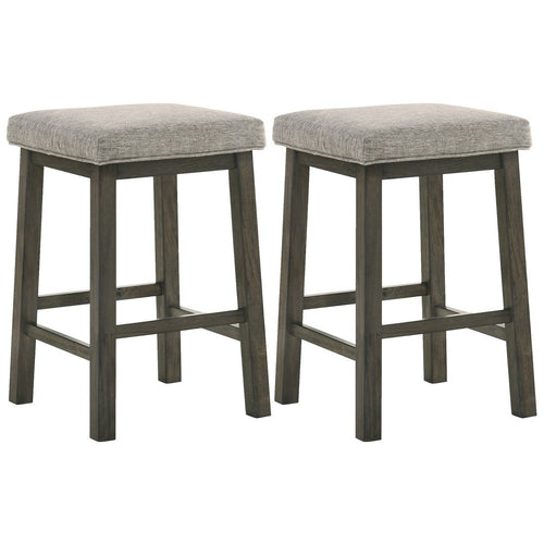 Barstool | 25" | Fabric Seat | Set of 2 | Gray Wood