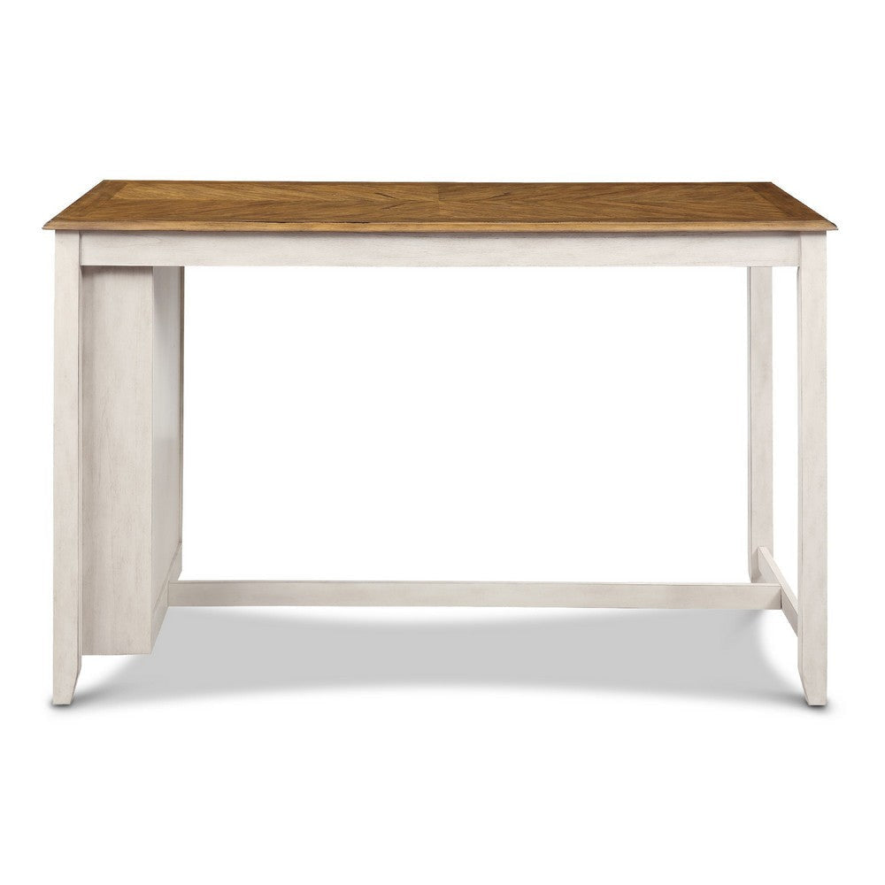 Han 60 Inch 5 Piece Counter Table Set with USB Ports White and Brown BM272099