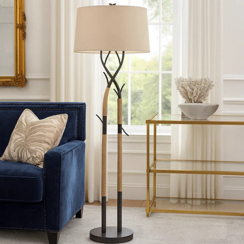 Floor Lamp | 60" | Tree Branch Base | Dimmer | Black