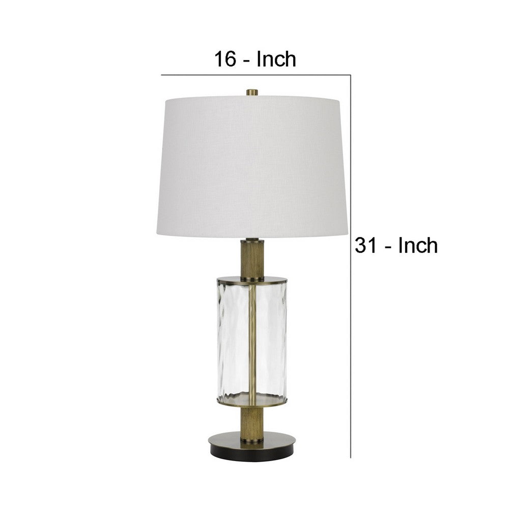 Table Lamp | 42’’ | Clear Glass | Dimmer | Oak Wood Accent BM272228