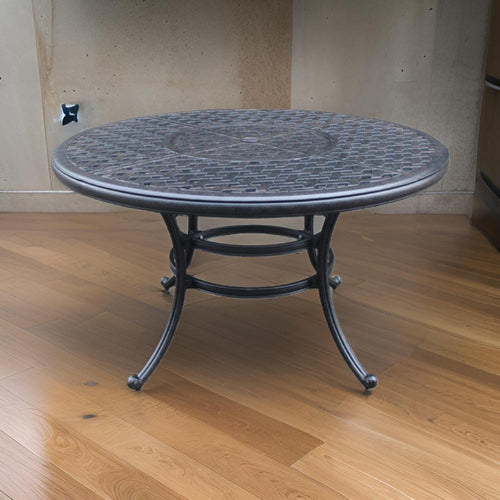 Outdoor Dining Table | 52" Round | Cast Metal | Dark Bronze